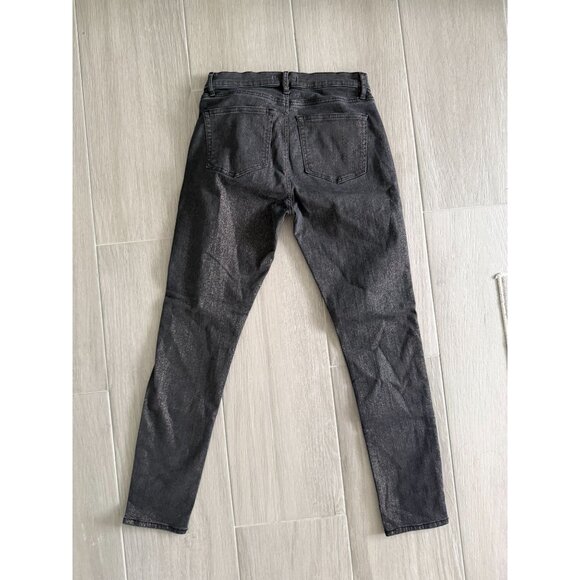 ANN TAYLOR LOFT Black Metallic Gold Shimmer Skinny Jeans Size 27 / US 4 - Picture 2 of 6